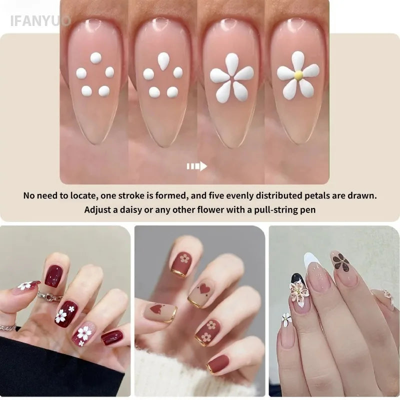 5-Petal Dotting Tool Flower Creator DIY Nail Art 1.8mm Fine Tip Rhinestone Pickers Glitter Handle Manicure Nail Tools Brushes