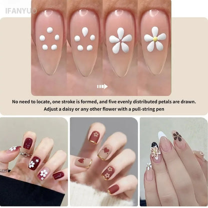 5-Petal Dotting Tool Flower Creator DIY Nail Art 1.8mm Fine Tip Rhinestone Pickers Glitter Handle Manicure Nail Tools Brushes