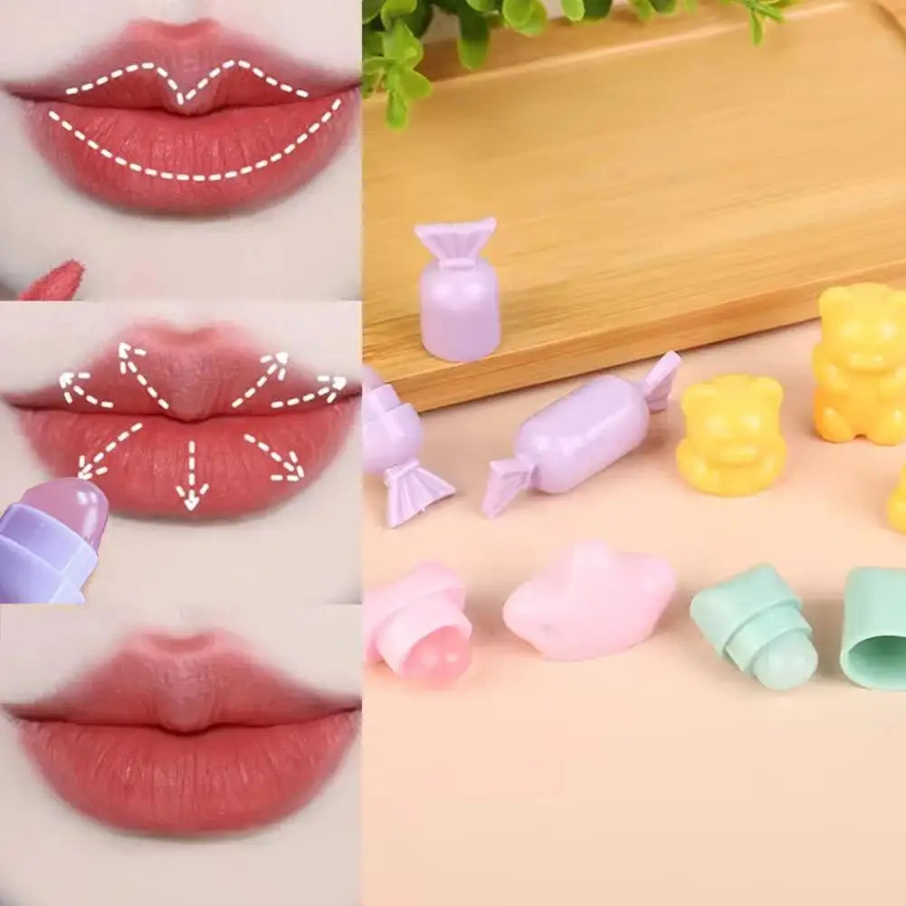 Portable Cartoon Mini Silicone Lip Brush Cute Bear Angled Concealer Brushes Lip Balm Lip Gloss Concealer Make Up Brushes