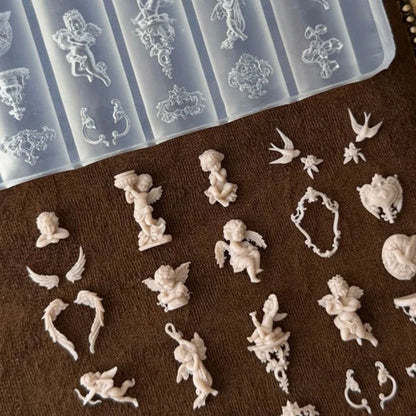 3D Baroque Angel Nail Mold Silicone Nail Art Charms DIY Tool Templates Stamping Plates Manicure Easy DIY Mold for Home Craft