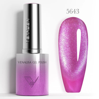 1pc Venalisa 10ml Nail Gel Polish Kit with Soft Texture Round Brush Hema/TPO Free Soak off Sparkle Cat Eye Lacquer Color Palett