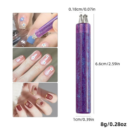 5-Petal Dotting Tool Flower Creator DIY Nail Art 1.8mm Fine Tip Rhinestone Pickers Glitter Handle Manicure Nail Tools Brushes