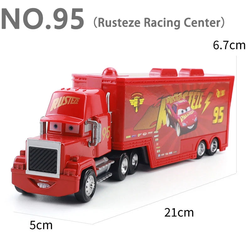 Pixar Cars Truck Anime Figure Sage VanDerSpin Model Car 1/55 Die Casting Container Trucks Racing Toys Children's Birthday Gifts