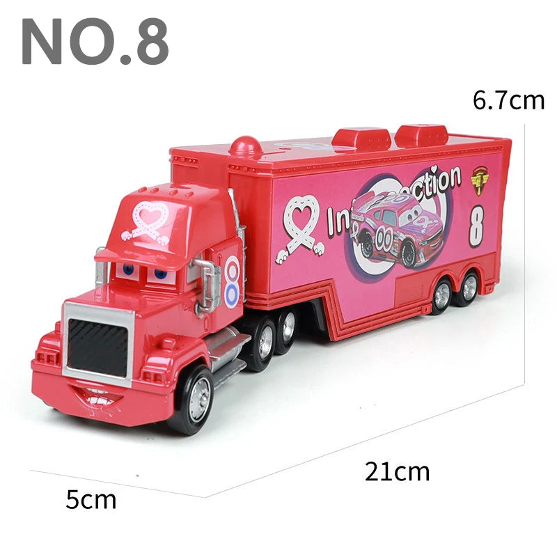Pixar Cars Truck Anime Figure Sage VanDerSpin Model Car 1/55 Die Casting Container Trucks Racing Toys Children's Birthday Gifts