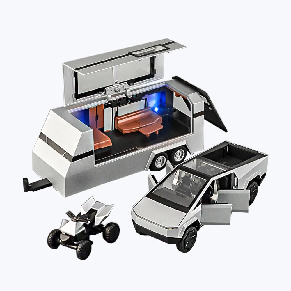 1:32 Simulated Pickup Truck Model Sound And Light Pull-Back Toy Car Metal Camper Van Boys Collection Ornaments Gift