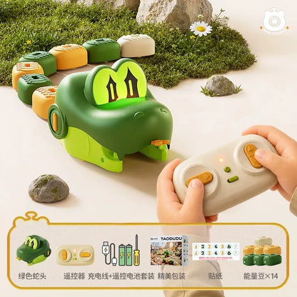 Magnetic RC Greedy Snake Car 2 Players Battle Interactive Toy with Energy Beans Rechargeable Remote Control Car for Boys Gift