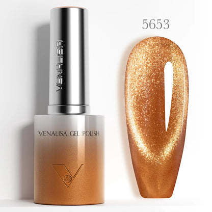 1pc Venalisa 10ml Nail Gel Polish Kit with Soft Texture Round Brush Hema/TPO Free Soak off Sparkle Cat Eye Lacquer Color Palett