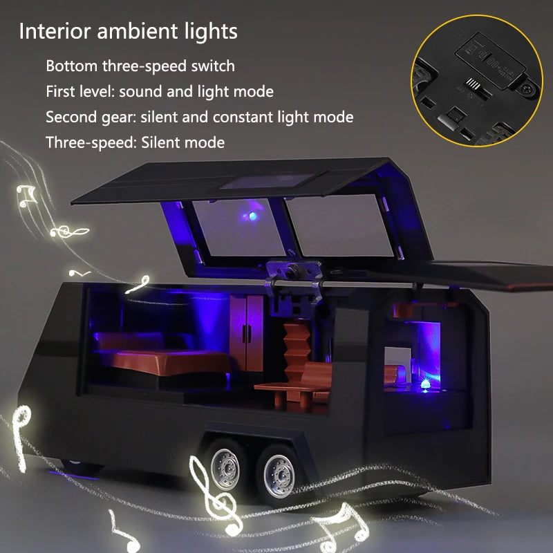 1:32 Simulated Pickup Truck Model Sound And Light Pull-Back Toy Car Metal Camper Van Boys Collection Ornaments Gift