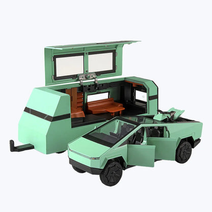 1:32 Simulated Pickup Truck Model Sound And Light Pull-Back Toy Car Metal Camper Van Boys Collection Ornaments Gift