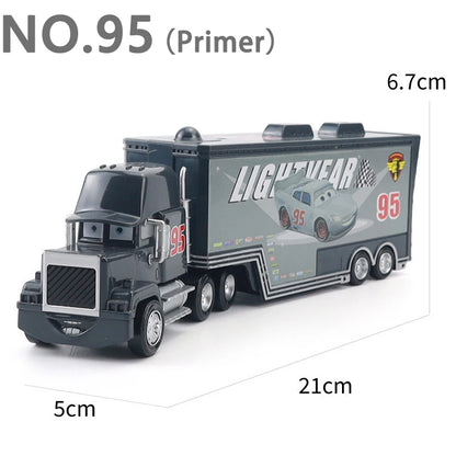 Pixar Cars Truck Anime Figure Sage VanDerSpin Model Car 1/55 Die Casting Container Trucks Racing Toys Children's Birthday Gifts