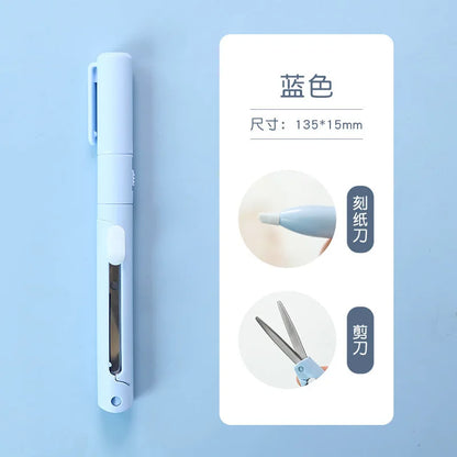Mini Portable Pen Shape Scissors Creative Safe Folding Scissors DIY Multifunction Paper-Cutting Art Tool School Office Supplies