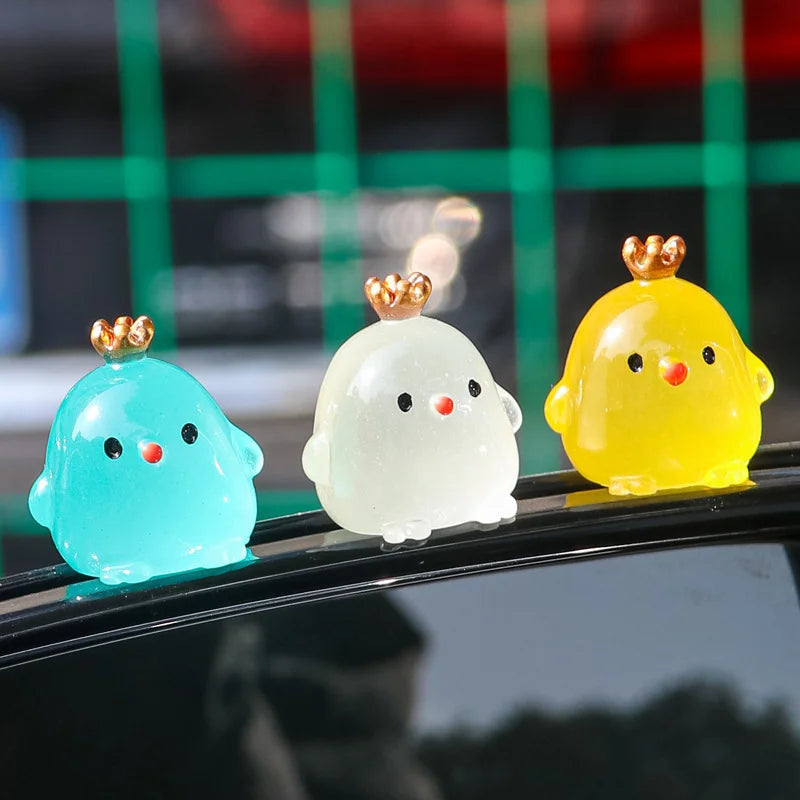 Cute Luminous Chicks Car Ornaments Creative Car Interior Toys Decorations Mini Chicken Decor Ornament Accessories