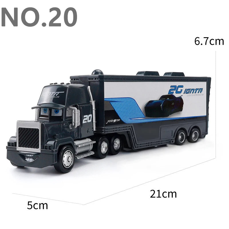Pixar Cars Truck Anime Figure Sage VanDerSpin Model Car 1/55 Die Casting Container Trucks Racing Toys Children's Birthday Gifts