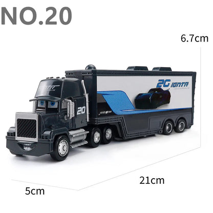 Pixar Cars Truck Anime Figure Sage VanDerSpin Model Car 1/55 Die Casting Container Trucks Racing Toys Children's Birthday Gifts