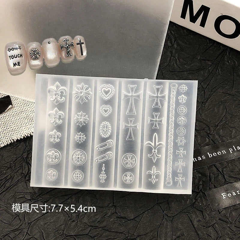 3D Cross Nail Mold Silicone Template DIY Manicure Decor Tool for Creative Nail Design