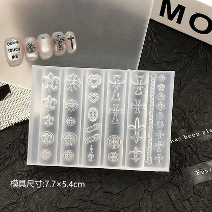 3D Cross Nail Mold Silicone Template DIY Manicure Decor Tool for Creative Nail Design