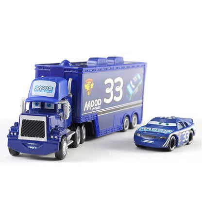 Disney Pixar Cars Number Truck No. 36, 43, 79,82 Lightning McQueen Container Truck Set 1/55 Ratio Die Casting Model Car Toy Gift