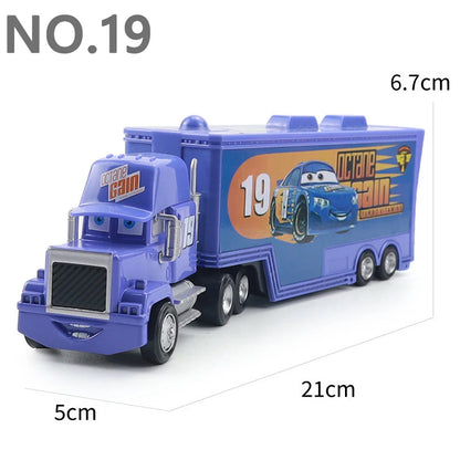 Pixar Cars Truck Anime Figure Sage VanDerSpin Model Car 1/55 Die Casting Container Trucks Racing Toys Children's Birthday Gifts