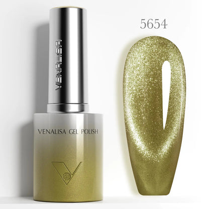 1pc Venalisa 10ml Nail Gel Polish Kit with Soft Texture Round Brush Hema/TPO Free Soak off Sparkle Cat Eye Lacquer Color Palett