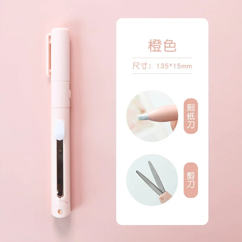 Mini Portable Pen Shape Scissors Creative Safe Folding Scissors DIY Multifunction Paper-Cutting Art Tool School Office Supplies