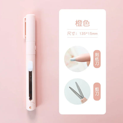 Mini Portable Pen Shape Scissors Creative Safe Folding Scissors DIY Multifunction Paper-Cutting Art Tool School Office Supplies