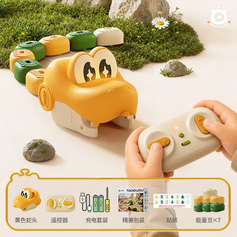 Magnetic RC Greedy Snake Car 2 Players Battle Interactive Toy with Energy Beans Rechargeable Remote Control Car for Boys Gift