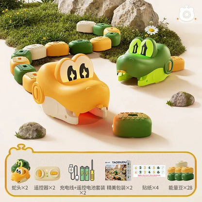 Magnetic RC Greedy Snake Car 2 Players Battle Interactive Toy with Energy Beans Rechargeable Remote Control Car for Boys Gift