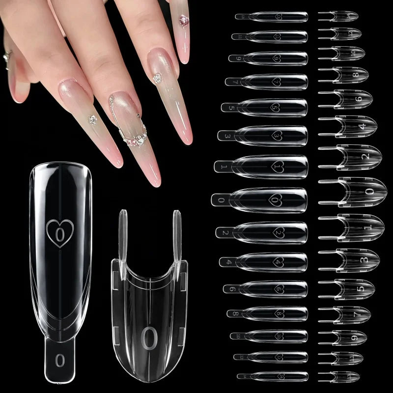 2026 New Sandwich Dual Nail Forms 120pcs Rocket Shape Full Cover Top & Bottom Mold For Nail Art Extension Manicure Kit D
