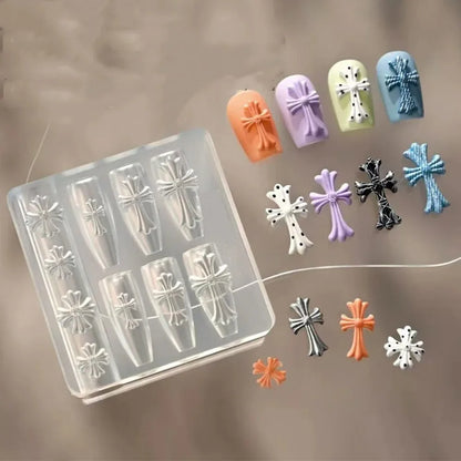 3D Cross Nail Mold Silicone Template DIY Manicure Decor Tool for Creative Nail Design