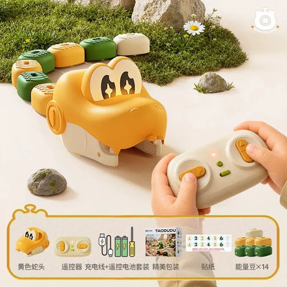 Magnetic RC Greedy Snake Car 2 Players Battle Interactive Toy with Energy Beans Rechargeable Remote Control Car for Boys Gift
