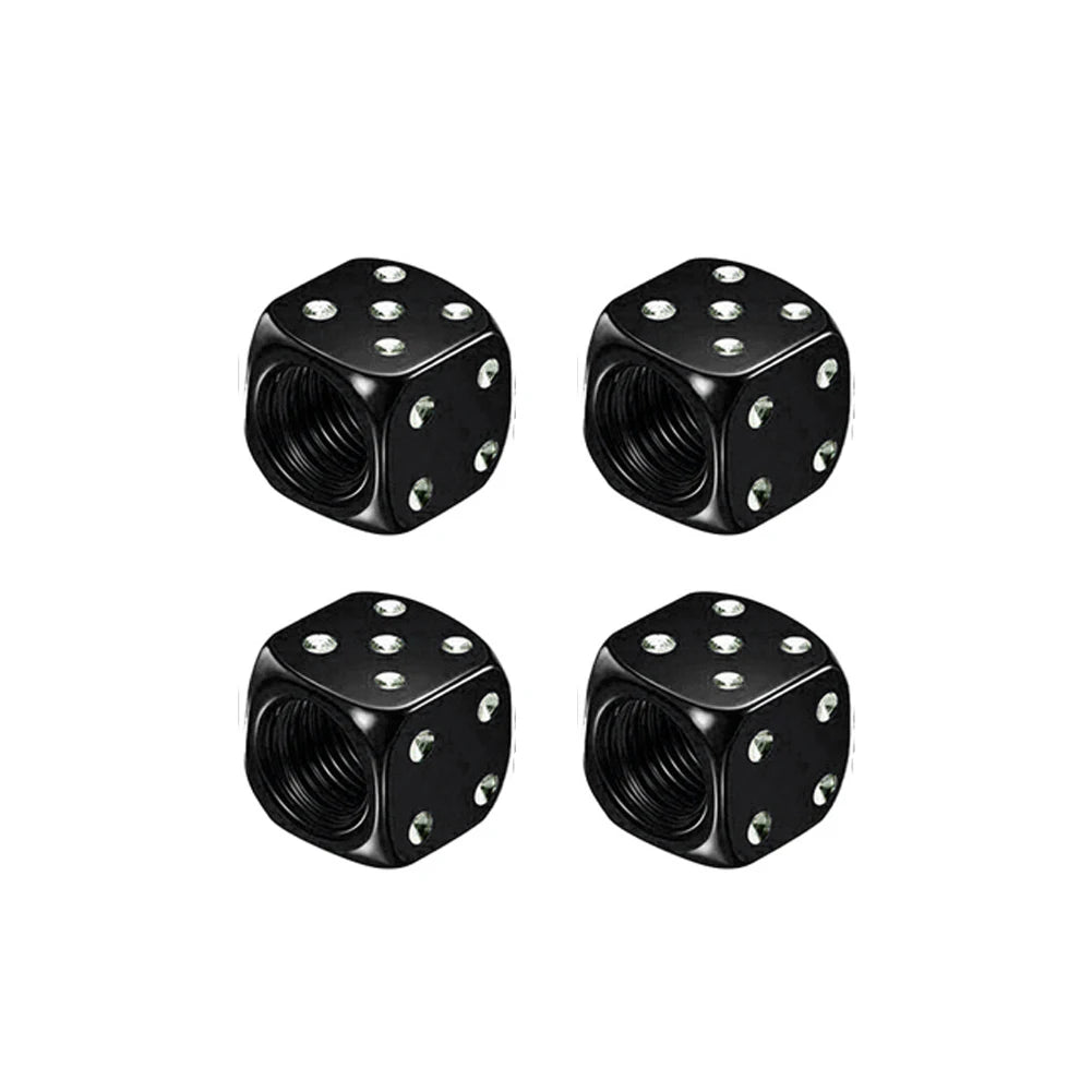 4X Dice Style Tire Valve Stem Caps Car Nipple Caps Stems Covers Tyre Air Valve Dustproof Wheel Cap For Cars Motorcycles Bicycle