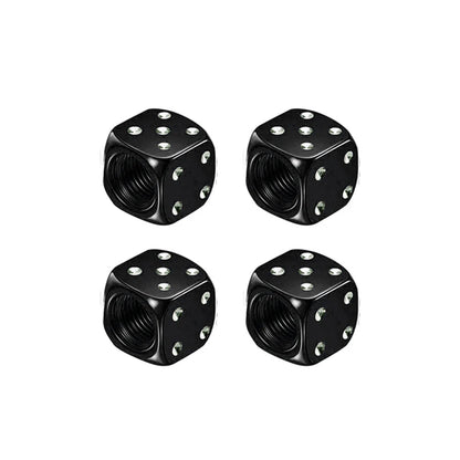 4X Dice Style Tire Valve Stem Caps Car Nipple Caps Stems Covers Tyre Air Valve Dustproof Wheel Cap For Cars Motorcycles Bicycle
