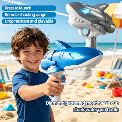 Summer Pool Water Games Toys Automatic Continuous Fire Luminous Water Gun Shark Electric Water Gun Toy for Children Gift