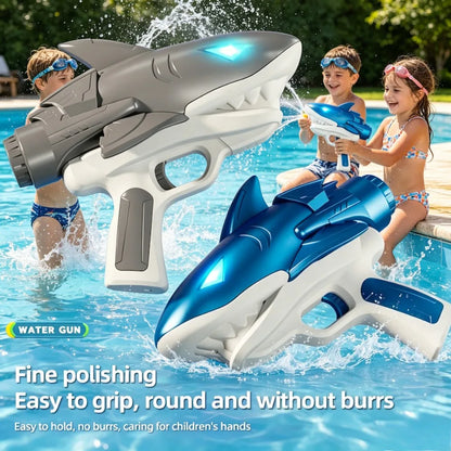 Summer Pool Water Games Toys Automatic Continuous Fire Luminous Water Gun Shark Electric Water Gun Toy for Children Gift
