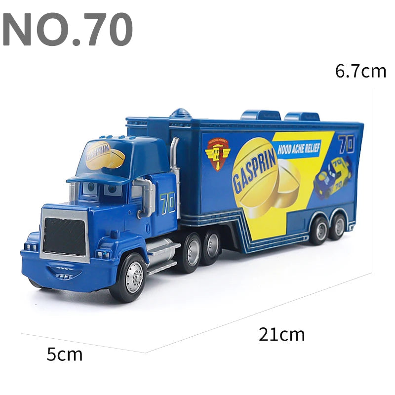Pixar Cars Truck Anime Figure Sage VanDerSpin Model Car 1/55 Die Casting Container Trucks Racing Toys Children's Birthday Gifts