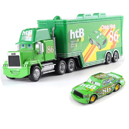 Disney Pixar Cars Number Truck No. 36, 43, 79,82 Lightning McQueen Container Truck Set 1/55 Ratio Die Casting Model Car Toy Gift