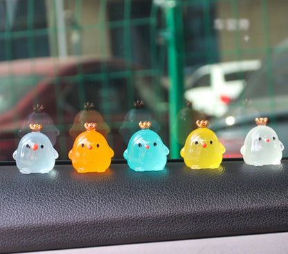 Cute Luminous Chicks Car Ornaments Creative Car Interior Toys Decorations Mini Chicken Decor Ornament Accessories