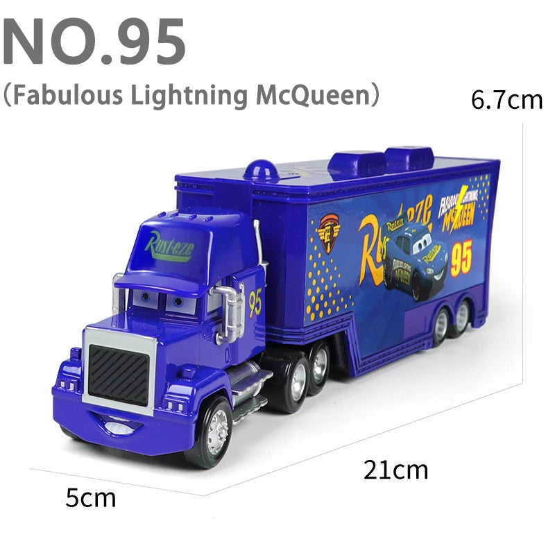 Pixar Cars Truck Anime Figure Sage VanDerSpin Model Car 1/55 Die Casting Container Trucks Racing Toys Children's Birthday Gifts