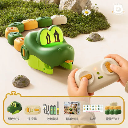 Magnetic RC Greedy Snake Car 2 Players Battle Interactive Toy with Energy Beans Rechargeable Remote Control Car for Boys Gift