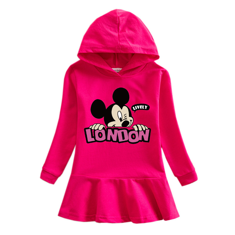 2020 Little Girl's Autumn And Winter Hoodie Dress Printing B