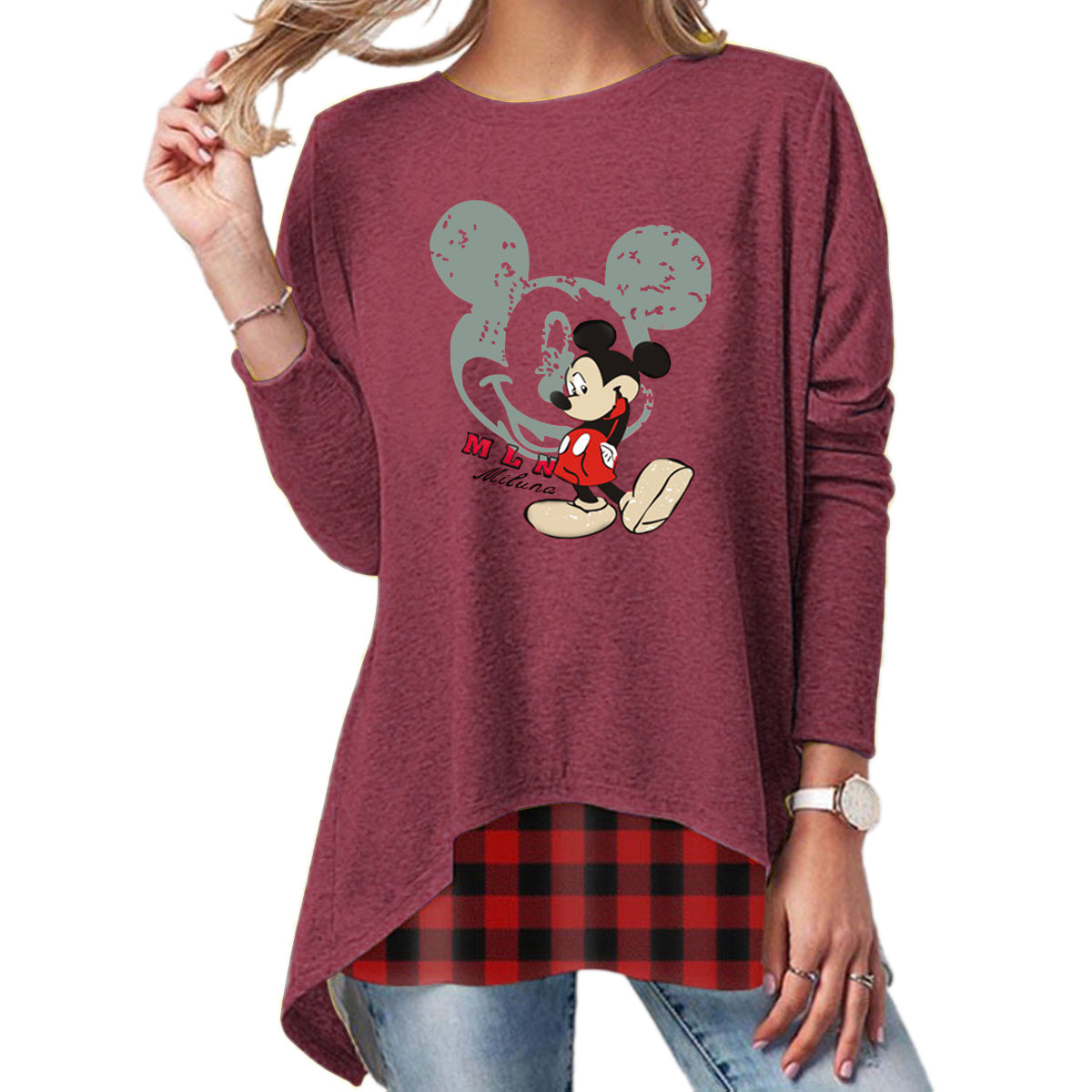 2020 New Plus Size Long Sleeve Tops-Printed A