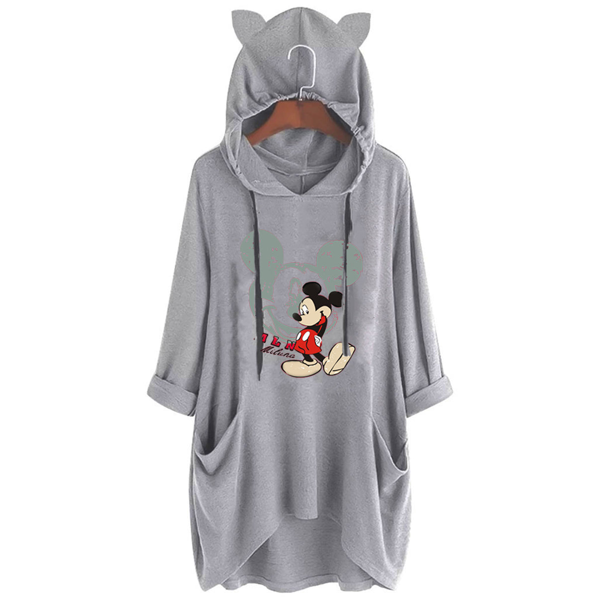 2020 New Plus Size Long Sleeve Hooded Loose T-Shirt With Pocket