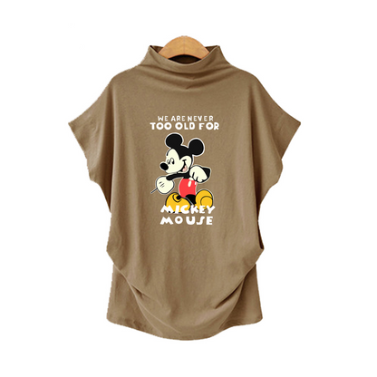 2020 new plus size turtleneck bat short sleeve printed tops