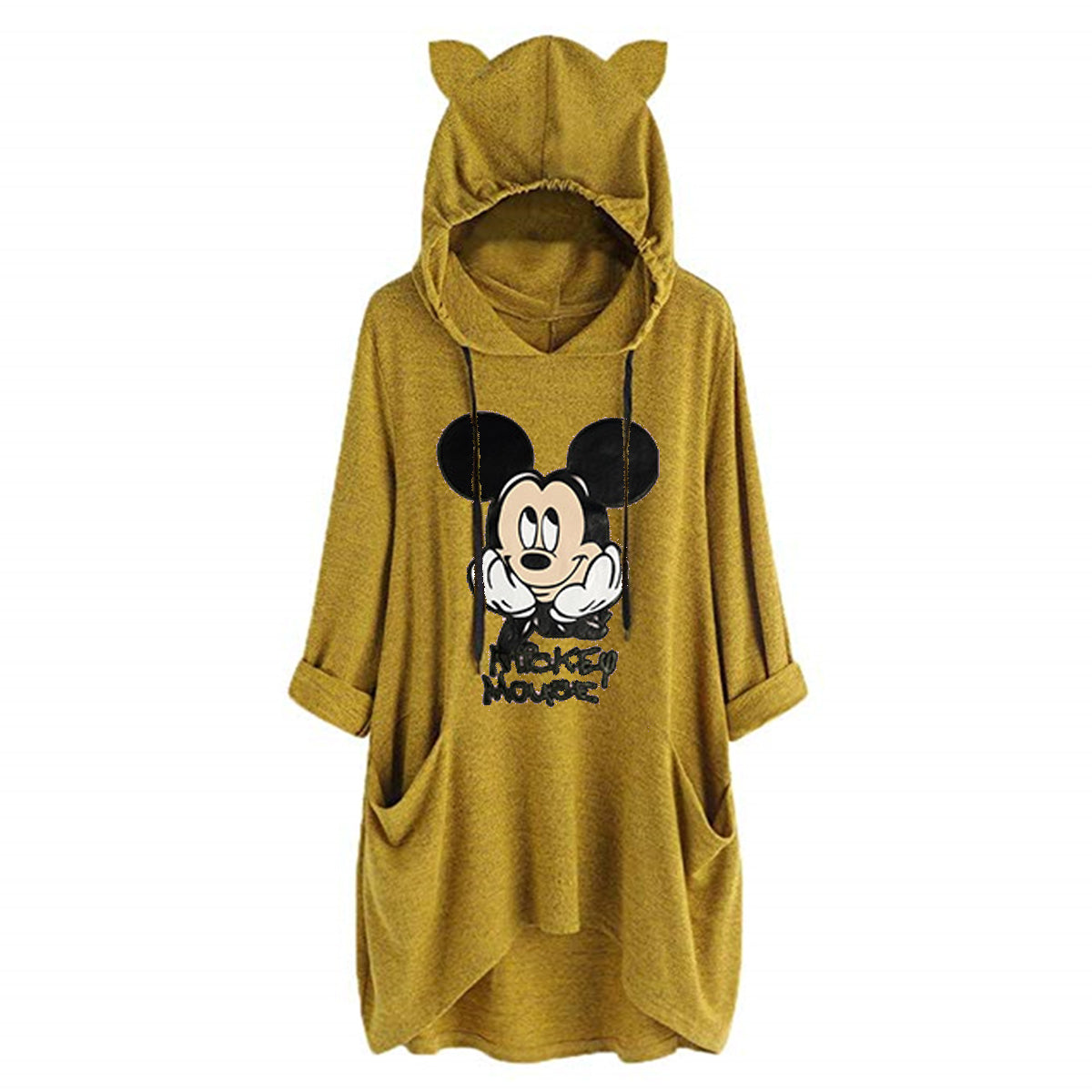 2020 New Plus Size Long Sleeve Hooded Loose T-Shirt With Pocket