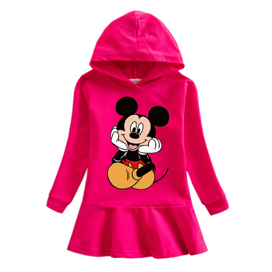 2020 Little Girl's Autumn And Winter Hoodie Dress Printing A