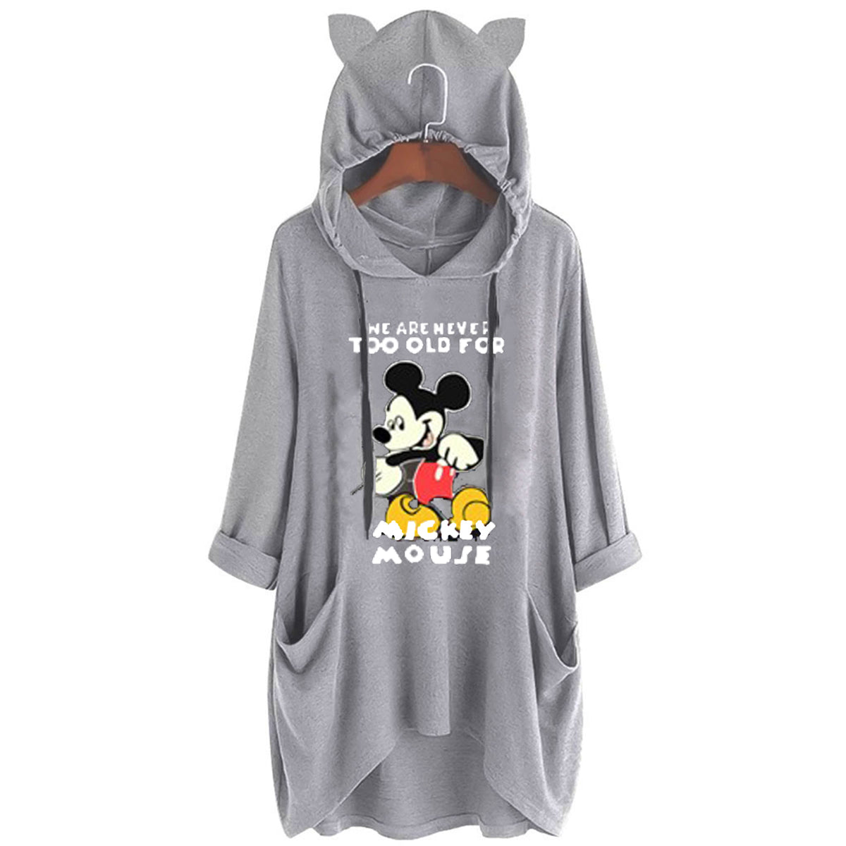 2020 New Plus Size Long Sleeve Hooded Loose T-Shirt With Pocket