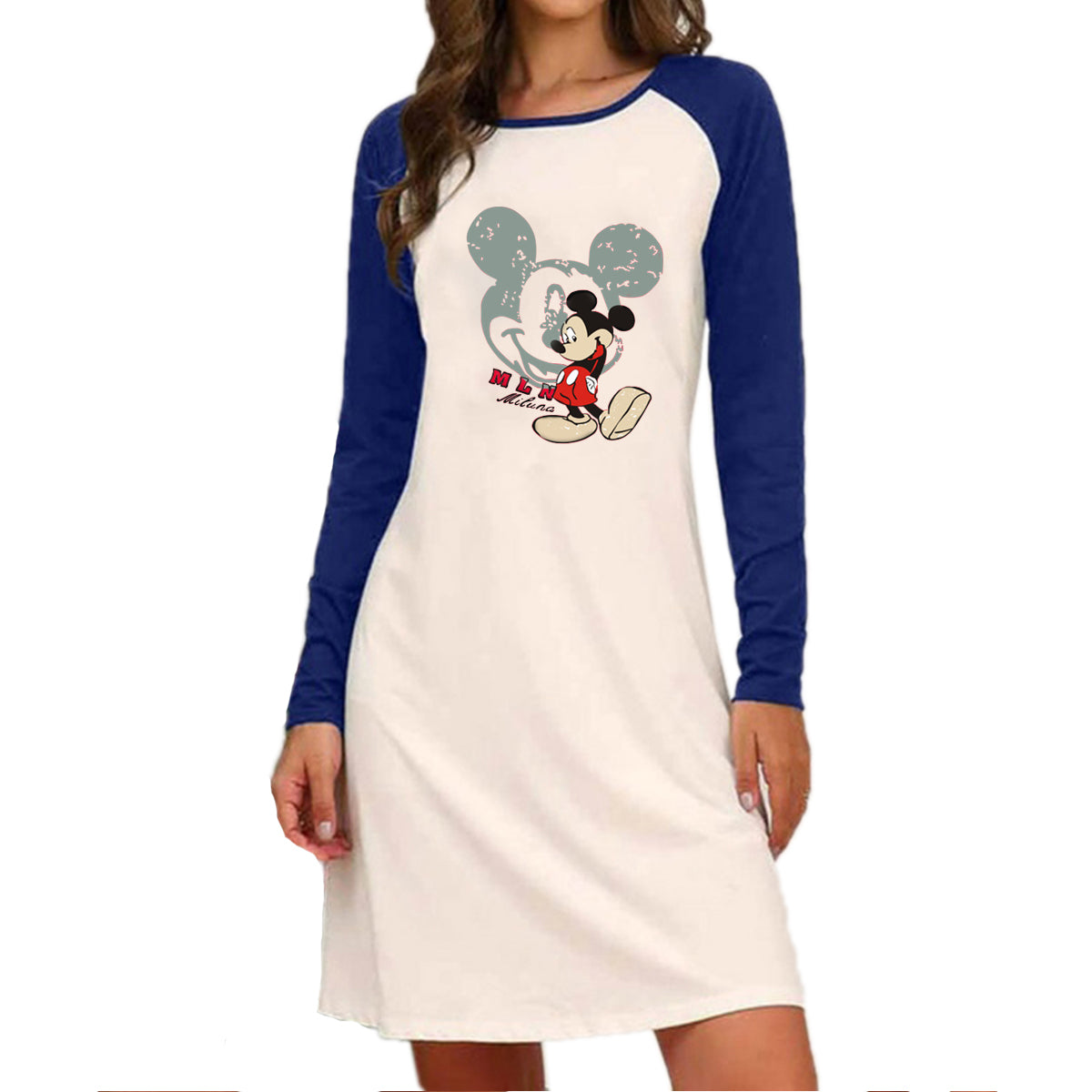 2020 new autumn and winter plus size long sleeve printed dress