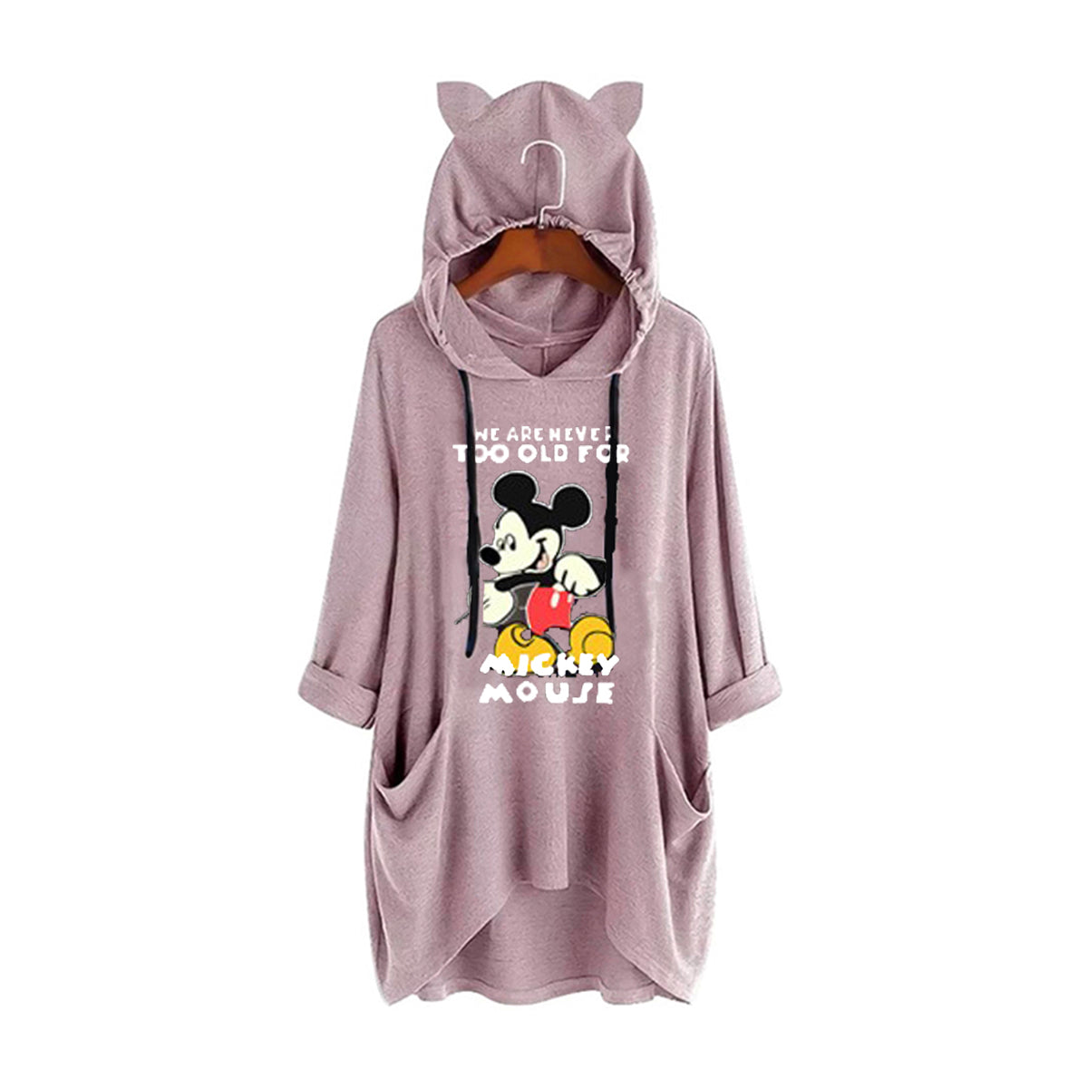 2020 New Plus Size Long Sleeve Hooded Loose T-Shirt With Pocket