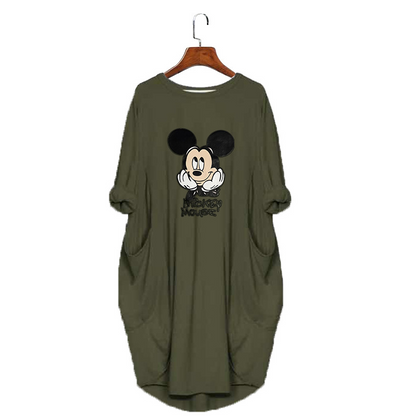 2020 New Autumn And Winter Plus Size Printed Dress A With Pocket