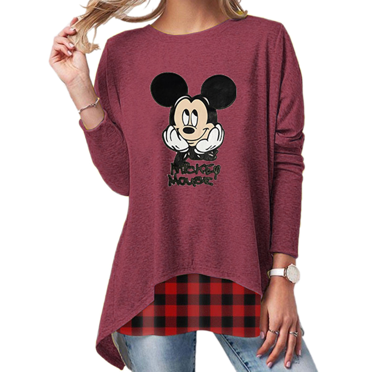2020 New Plus Size Long Sleeve Tops-Printed C